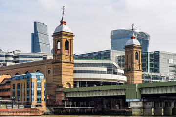 Fototapeta premium London, England - The bank district of central London with famous skyscrapers and other landmarks