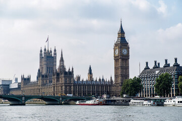 Fototapeta na wymiar London. Beautiful view of Westminster Bridge and Houses of Parliament with Thames river and Big Ben