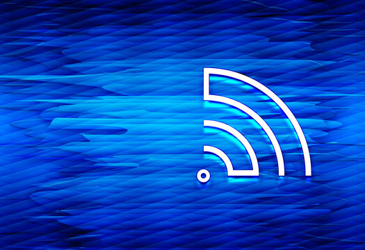 RSS Feed Icon Aqua Wave Abstract Blue Background Illustration