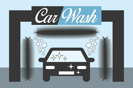 Car wash. Flat design vector illustration.