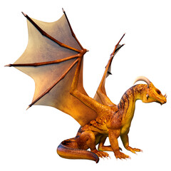 3D Rendering Fairy Tale Dragon on White