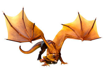 Fototapeta premium 3D Rendering Fairy Tale Dragon on White