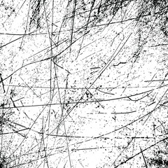 Grunge black and white pattern. Monochrome particles abstract texture. Background of cracks, scuffs, chips, stains, ink spots, lines. Dark design background surface. Eps10 vector illustration.