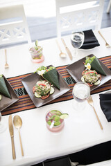 Meal in a high end traditional Asian restaurant