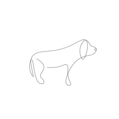 Dog animal line drawing, vector illustration