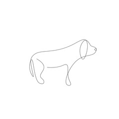 Dog animal line drawing, vector illustration