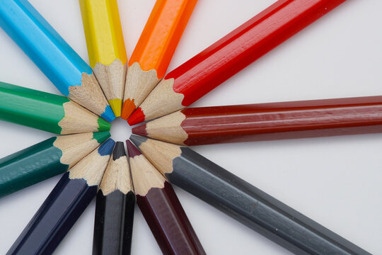 Wooden pens in various colours