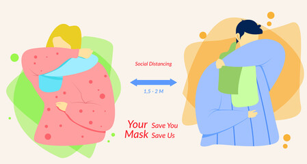 Illustration vector graphic of social distancing, save from corona virus