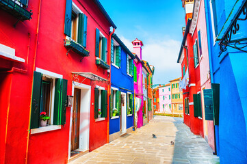 Fototapeta na wymiar Colorful architecture in Burano island, Venice, Italy. Famous travel destination