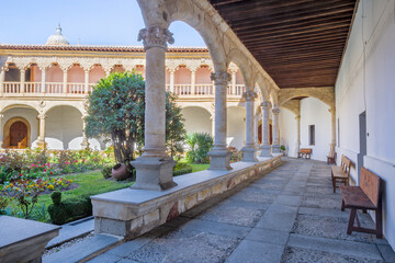 SALAMANCA, SPAIN, APRIL - 18, 2016: The atrium of Convento de las Duenas and the Cathedral.