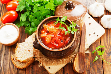 Soup with fresh cabbage