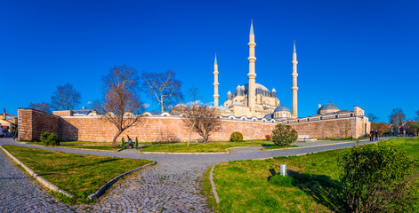 Selimiye Mosque exterior view in Edirne City of Turkey. Edirne was capital of Ottoman Empire.