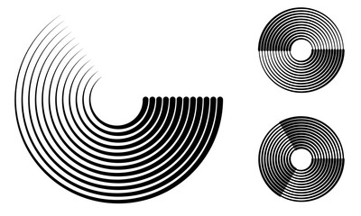Abstract background with lines. Halftone design in circles. Circular element as logo or icon.