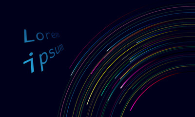 Colorful curve speed line abstract technology background. Circle form data connection.