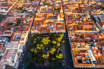 Fototapeta premium Aerial view of old streets of the colonial city Sucre, Bolivia