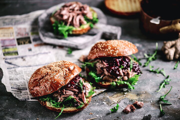 FIVE SPICE PULLED DUCK BUN WITH PLUM SAUCE