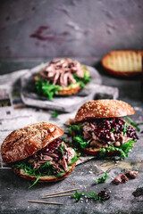 FIVE SPICE PULLED DUCK BUN WITH PLUM SAUCE