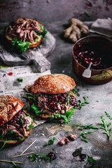 FIVE SPICE PULLED DUCK BUN WITH PLUM SAUCE
