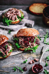 FIVE SPICE PULLED DUCK BUN WITH PLUM SAUCE