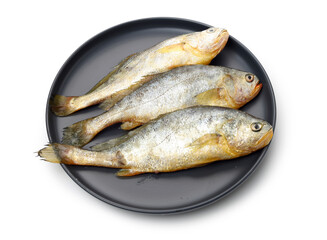 Yellow Croaker Fish On White background 