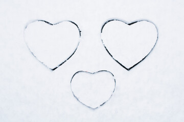 Valentine's day, heart box on the snow shape, heart gift box shape Valentine's Day and snow together!