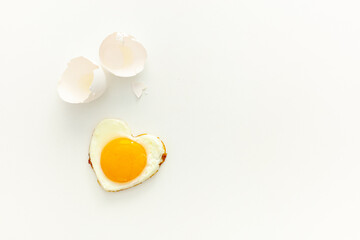 heart-shaped chicken egg with shell