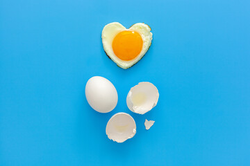 heart-shaped chicken egg with shell