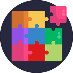 Puzzle icon. Line, solid and filled outline colorful version, outline and filled vector sign.