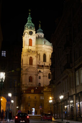 Fototapeta na wymiar Historical area of Prague around the Charles Bridge at night
