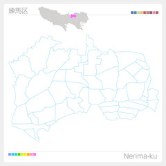 練馬区・Nerima-ku・白地図（東京都）