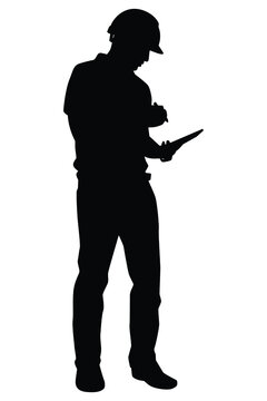recommend clip art: Engineer silhouette vector on white background