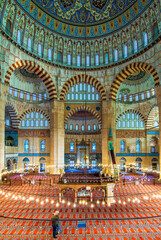 Obraz premium Selimiye Mosque interior view in Edirne City of Turkey. Edirne was capital of Ottoman 