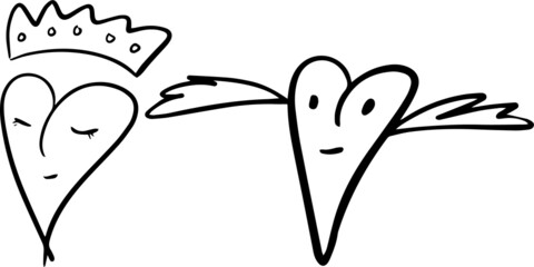 doodle heart hand drawing vector illustration black art 