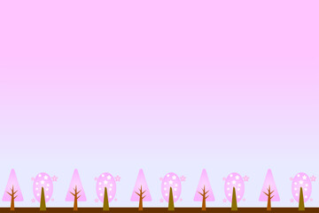 桜の木の可愛い背景フレーム(横)