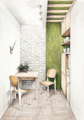 dining area in minimalism style small beautiful room