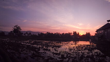 sunset over the river