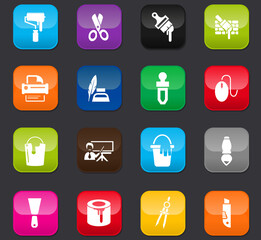 Art tools icons set