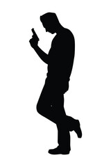 Gangster boy with pistol gun silhouette vector on white background