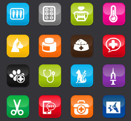 Veterinary clinic icons set