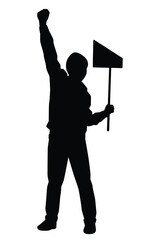 Protesting man silhouette vector on white background
