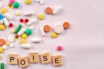 Medicine poise pills. Drugs on white background.