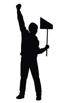 recommend clip art: Protesting man silhouette vector on white background