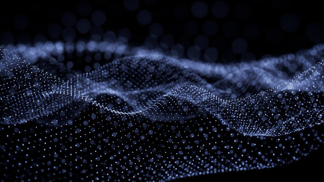 Medical Innovation concept. Scientific information represented as a High Tech Futuristic Particle Network. Abstract background. 3D render