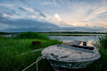 Boat on the river bank.