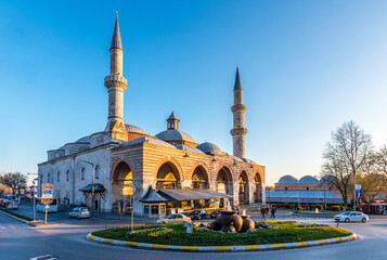 Fototapeta na wymiar Old Mosque exterior view in Edirne City of Turkey. Edirne was capital of Ottoman 