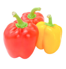 3 bell peppers isolate on white background