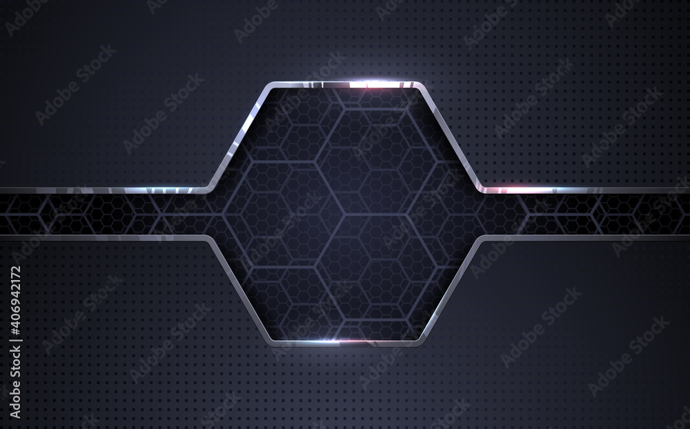 Wall mural abstract metal background with hexagonal pattern