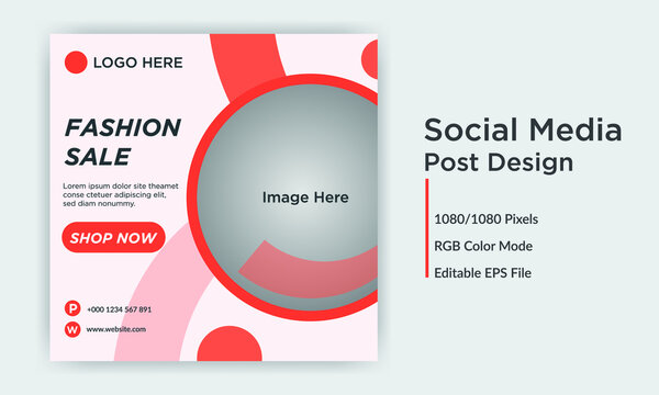 Fashion sale social media post banner design template 