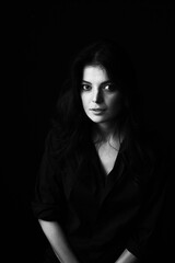 black and white portrait of a woman