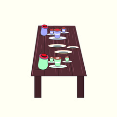 Kitchen table vector, modern furniture and household collection